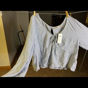 NWT Hollister Striped Front Tie Blouse